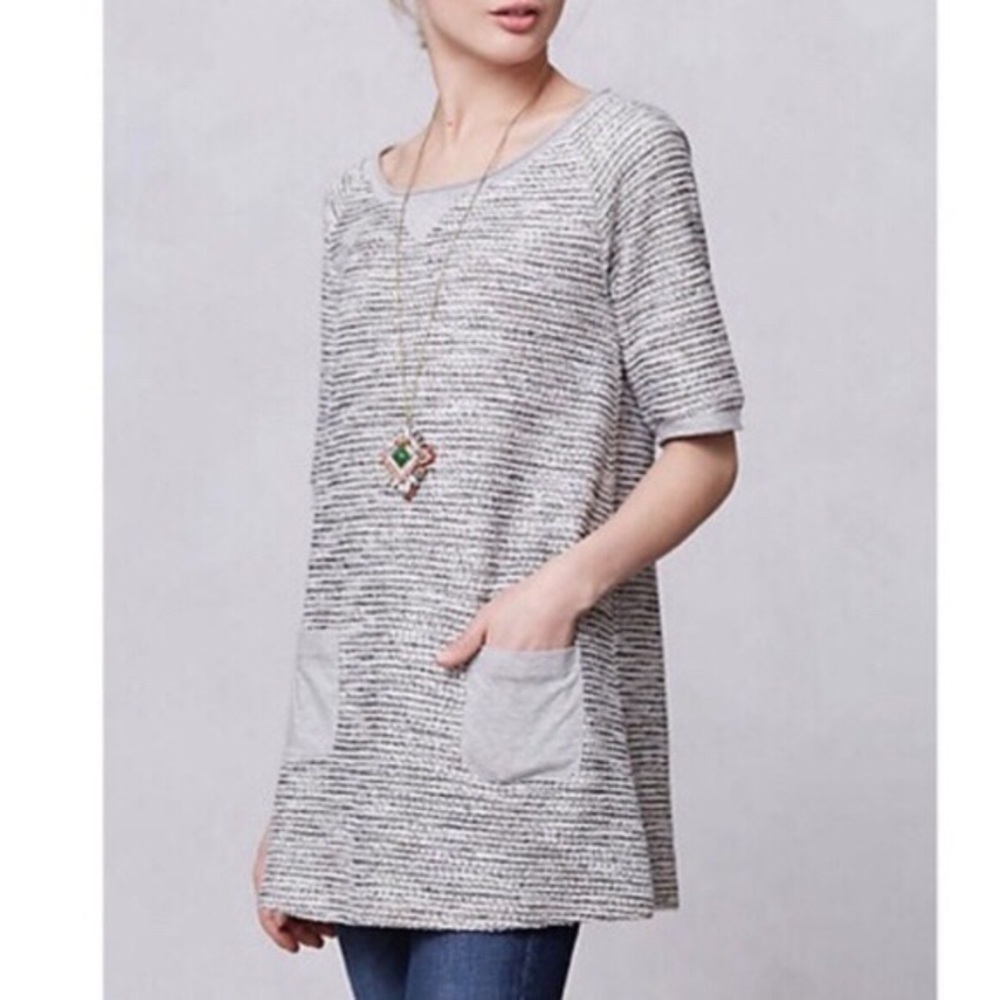 Anthropologie Meadow Rue Tweed Metallic Tunic Top